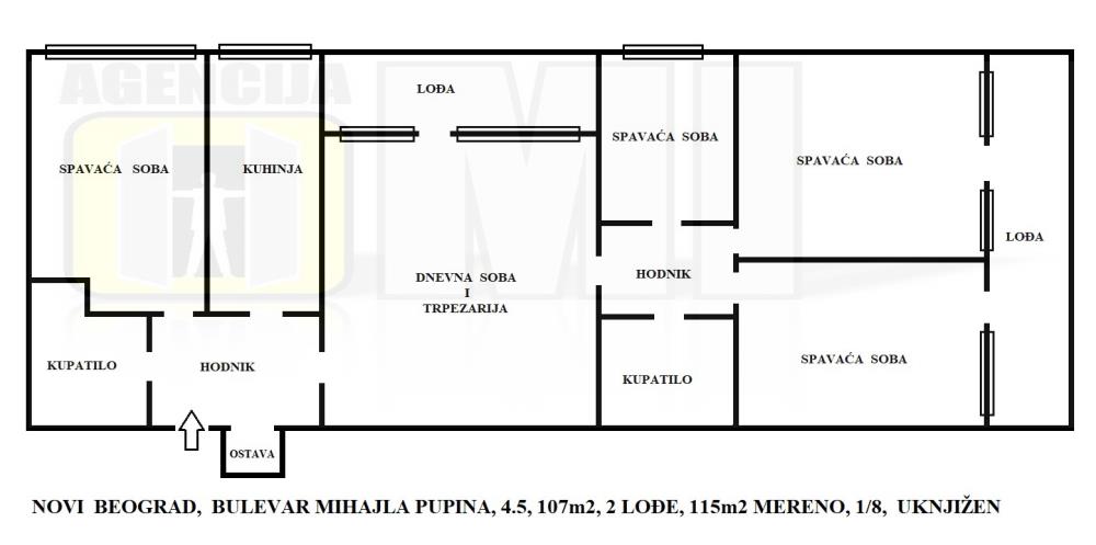 Novi Beograd, Bulevar Mihajla Pupina, 4.5, 107m2 (2L), 1/8