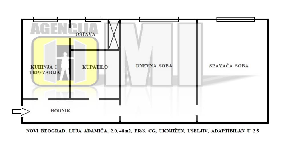 Novi Beograd, Luja Adamiča, 2.0, 48m2, PR/6