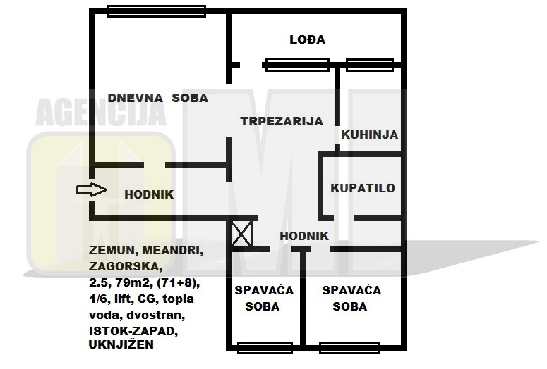 Zemun, Zagorska, 2.5, 79m2, Lođa, 1/6, uknjižen